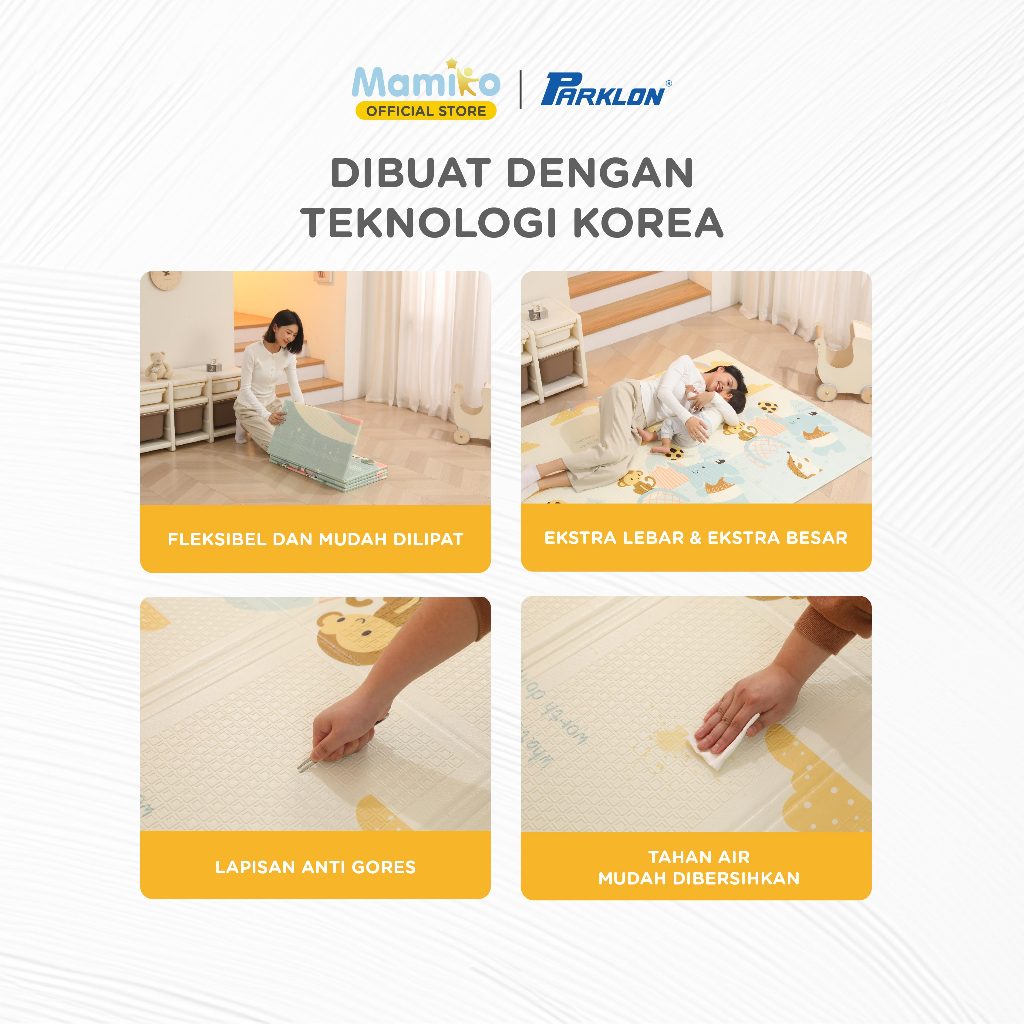 Mamiko x Parklon XPE Foldable Baby Playmat 150x200 cm Tebal Double Side Portable Bag Foto 3