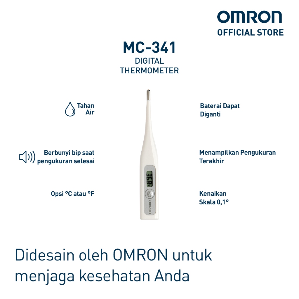 Omron Thermometer Digital MC-341 Tahan Air Pengukur Suhu Oral Rektal Ketiak Foto 2