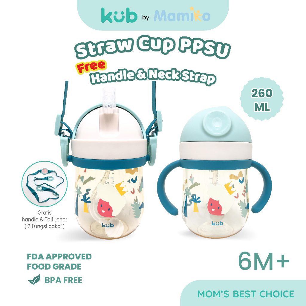 Gelas Sedotan Bayi KUB Big Eye Cup 260ml PPSU Bahan Jerman Anti Tumpah Foto 6