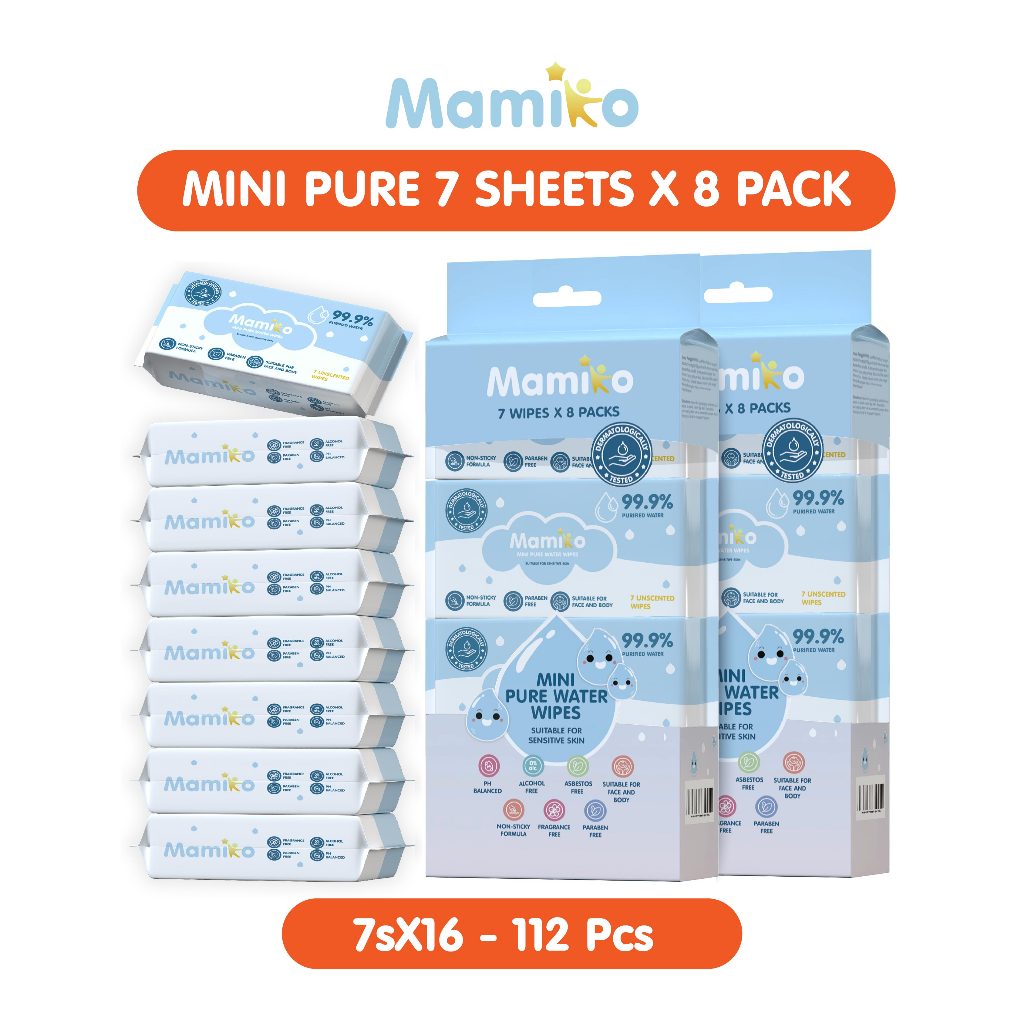 Mamiko Tisu Basah Bayi Travel Pack Bundle 8 Pak x 7 Lembar Bebas Alkohol Foto 5
