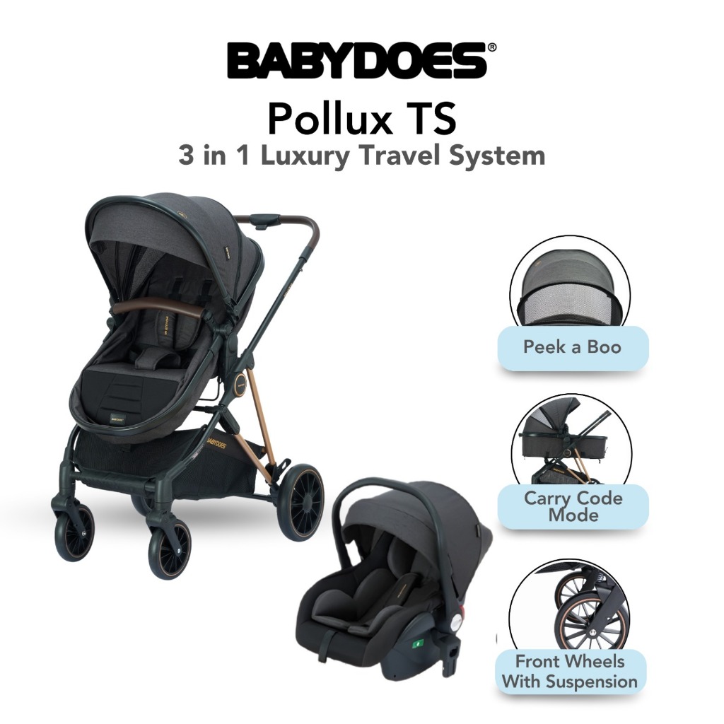 Stroller Bayi Babydoes Pollux TS 3 in 1 Reversible dengan Infant Carrier Car Seat
