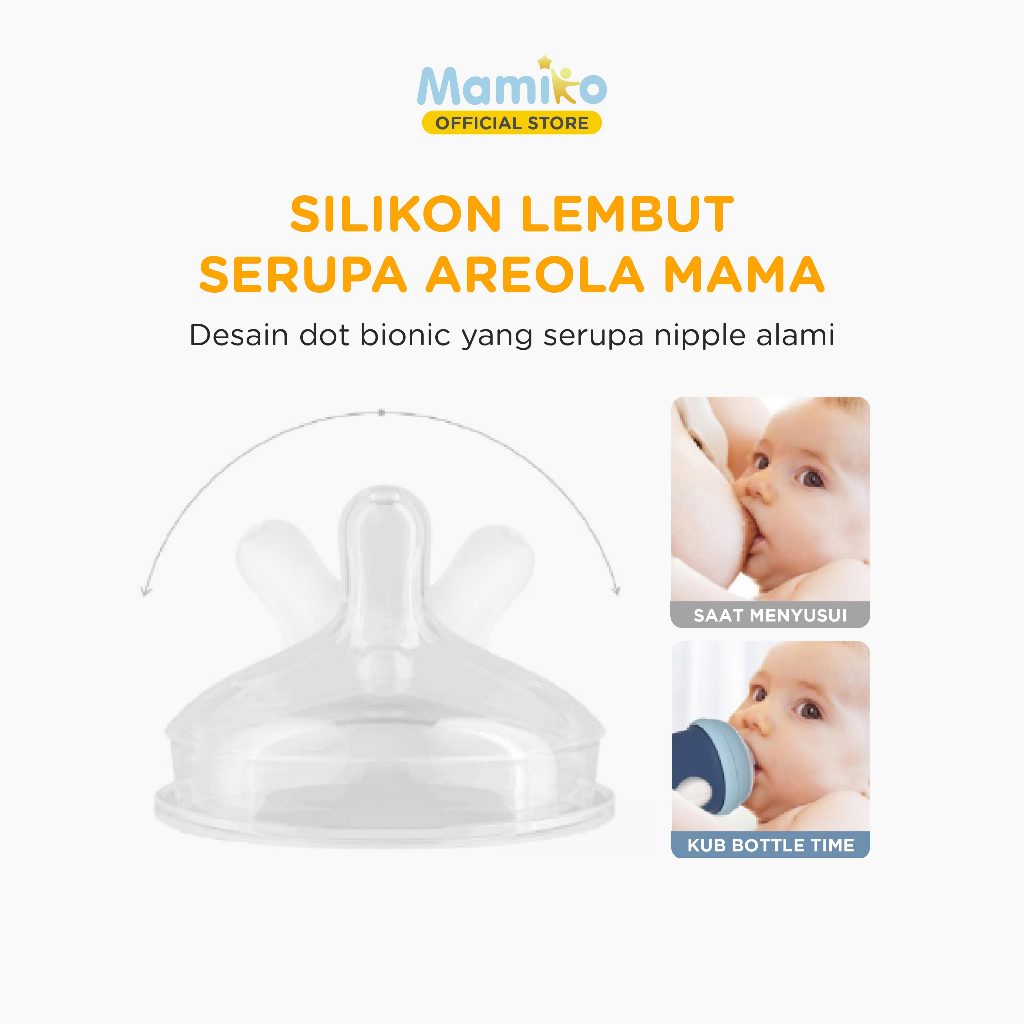 Mamiko Botol Susu Silikon KUB Cool 240 ML BPA Free dengan Sedotan Foto 3