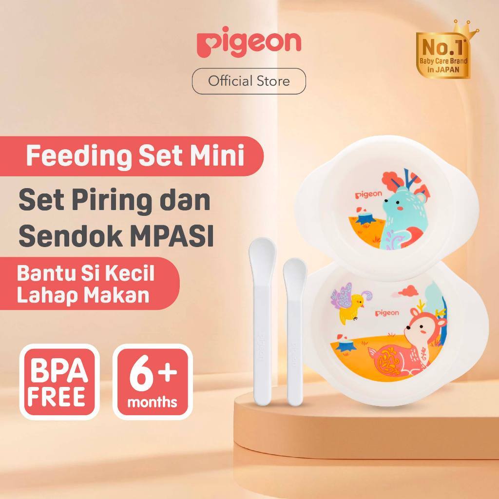 PIGEON Feeding Set Mini Peralatan Makan Bayi MPASI Piring Mangkuk Sendok BPA Free