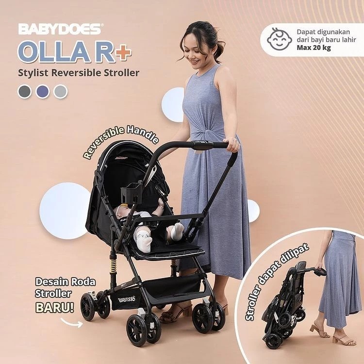 Stroller Bayi Babydoes Olla R+ Reversible Handle Suspensi Full Multifungsi Newborn - 20kg Foto 4