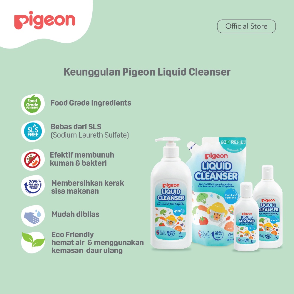 Pigeon Liquid Cleanser 700ml Botol Pump Food Grade Bebas SLS Pembersih Perlengkapan Bayi Foto 3