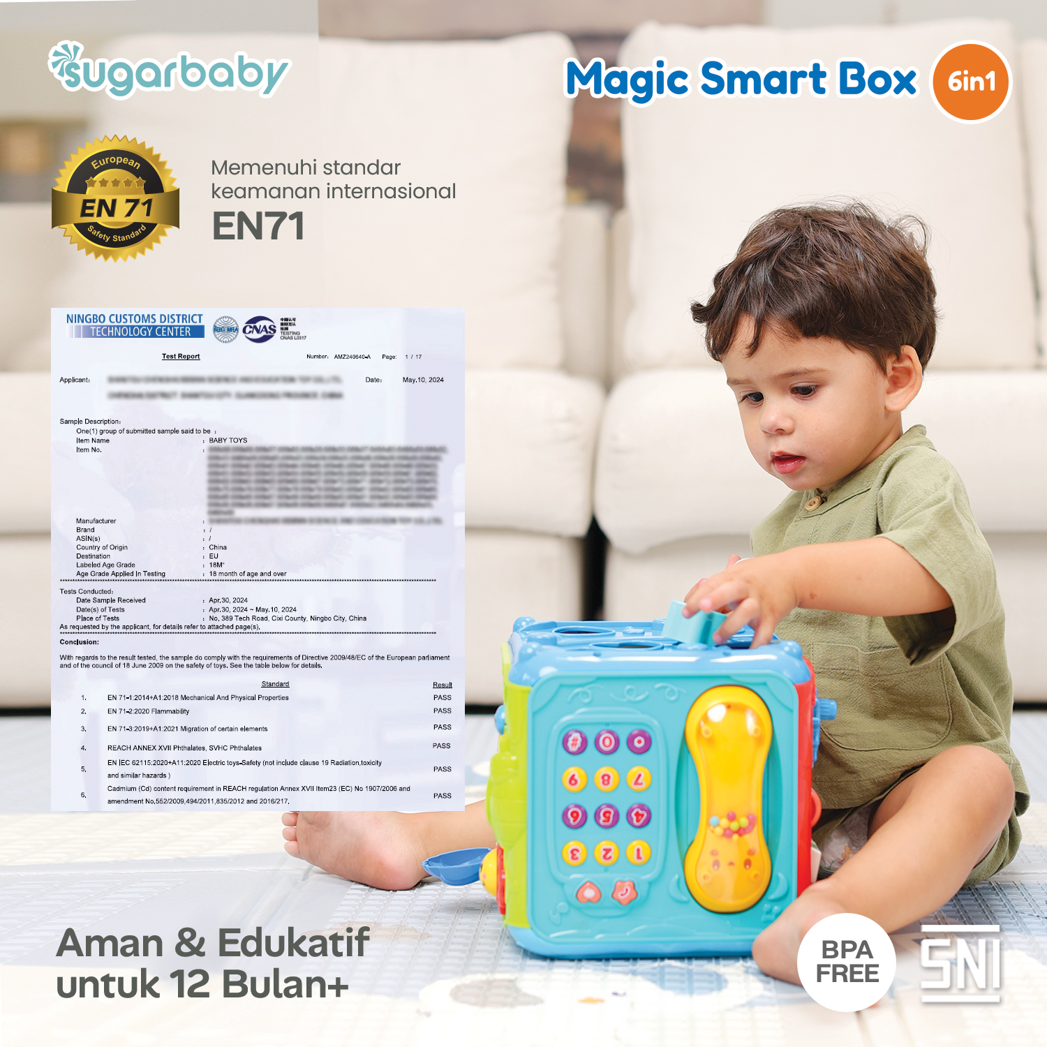 Mainan Edukasi Sugarbaby Magic Smart Box 6in1 Montessori Busy Box Sensorik & Motorik Bayi Foto 6