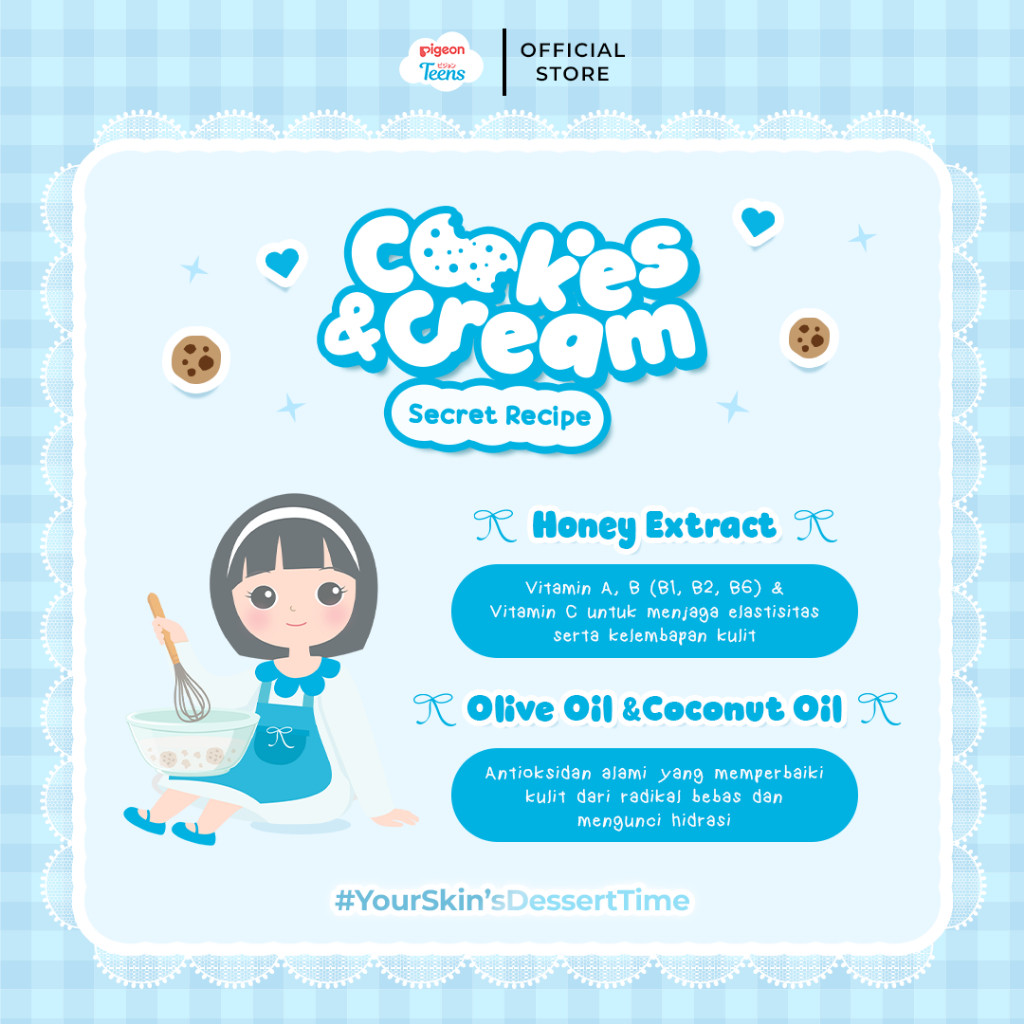 Pigeon Teens Cookies and Cream Clay Mask 60gr Skincare Remaja Detox Wajah Foto 2