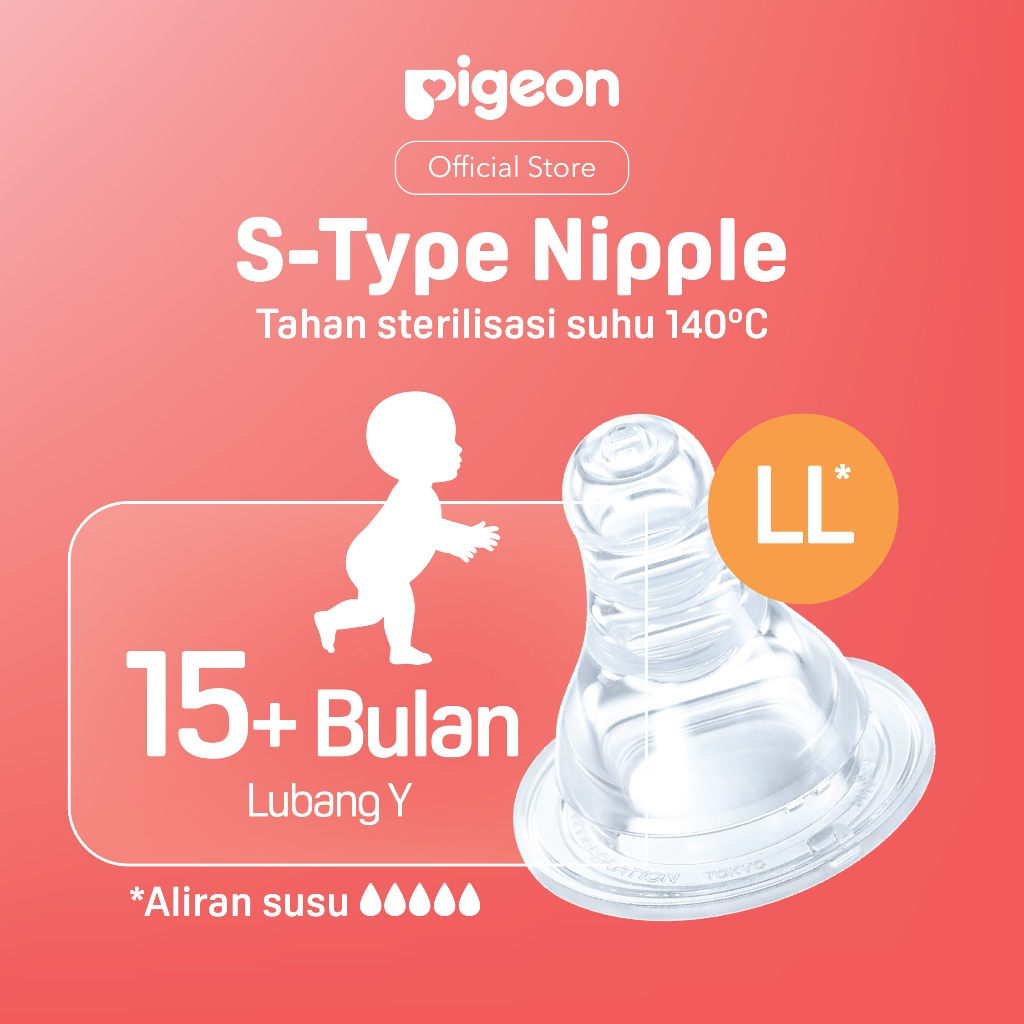 PIGEON Peristaltic S-Type Nipple Slim Neck Size LL Original - Dot Anti Kolik & Foto 8