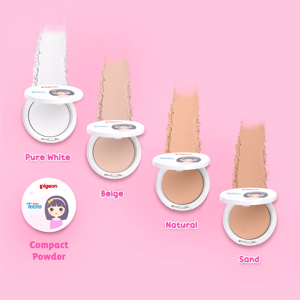 Pigeon Teens Compact Powder Squalane 14Gr Bedak Padat Beige Original Foto 4