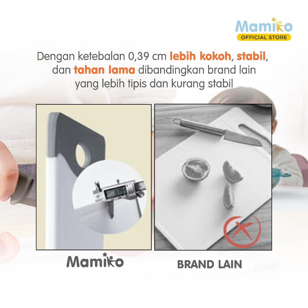 Set Pisau Keramik KUB 3-Piece Bilah Hitam Anti Noda dengan Talenan Grey Foto 7