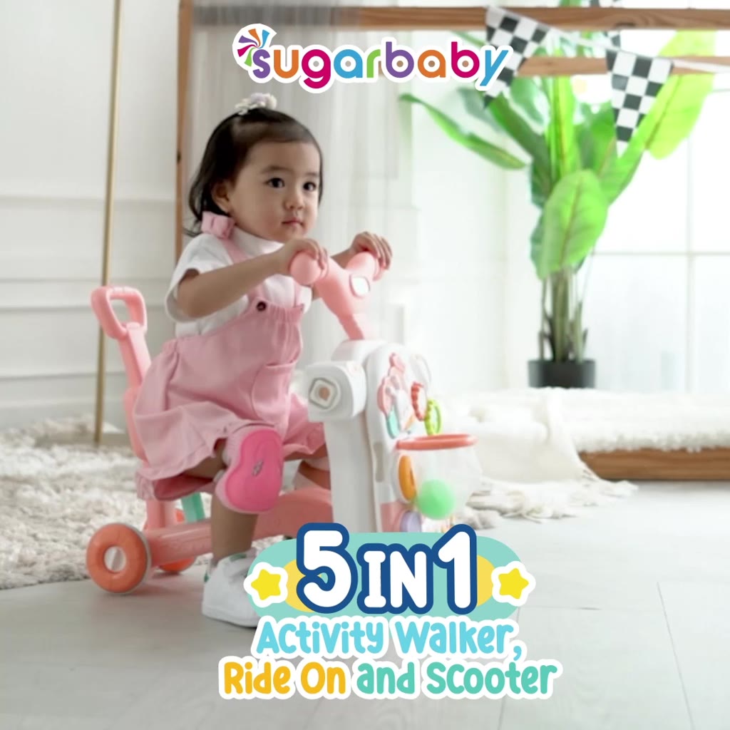 Sugarbaby Walker Bayi 5in1 Multifungsi Ride-On Scooter Push Walker Activity Table