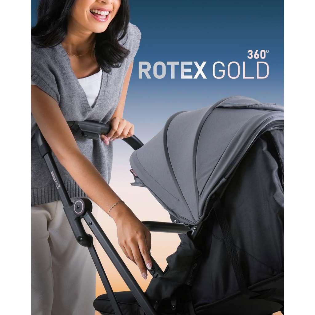 Stroller Bayi Babydoes Rotex Gold 360° Reversible Seat Compact Dilipat Travel Bag Foto 3