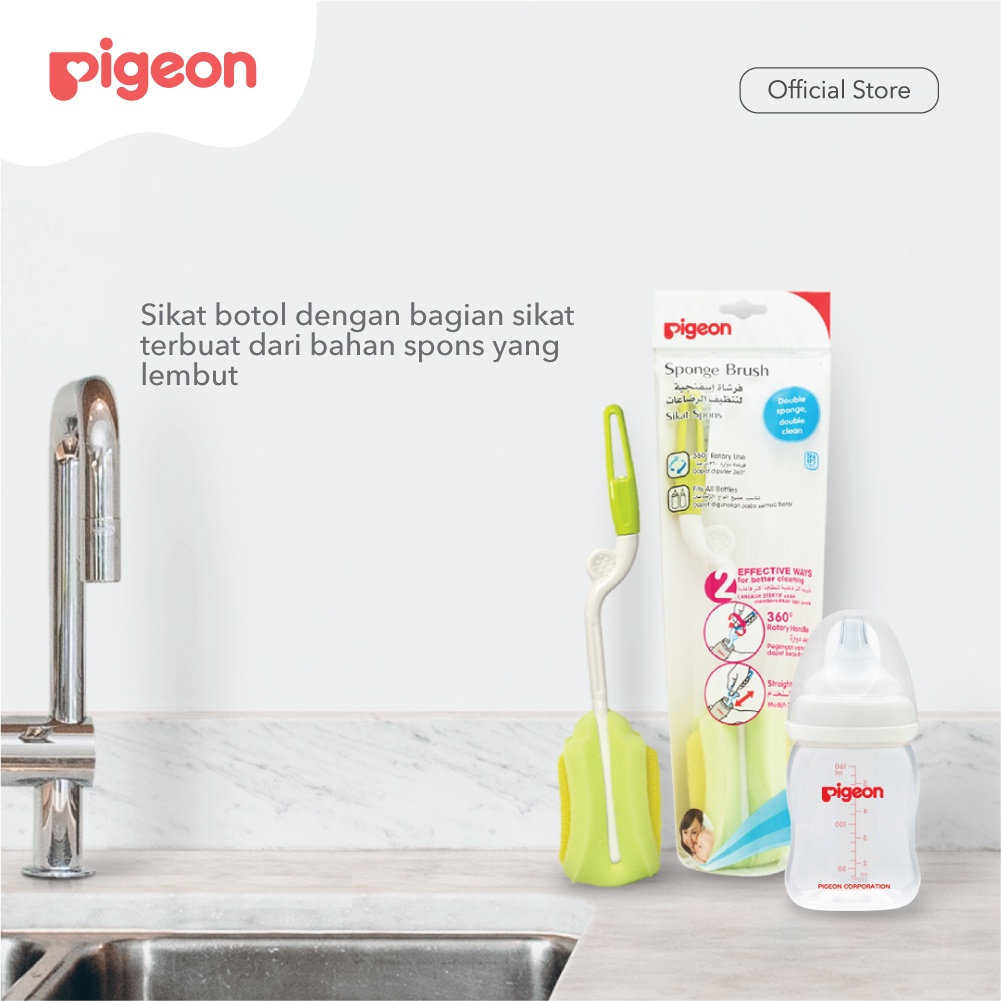 Sikat Botol Susu Pigeon Sponge Brush Pembersih Noda Lembut 360 Derajat Foto 2