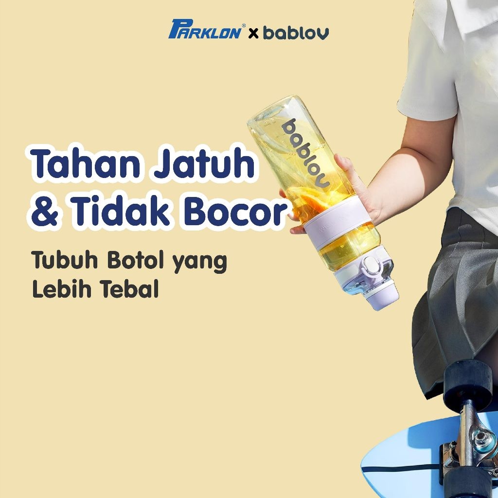 Botol Minum Bablov 2-in-1 Tritan Sedotan & Teguk 1000ml Anti Bocor Foto 3