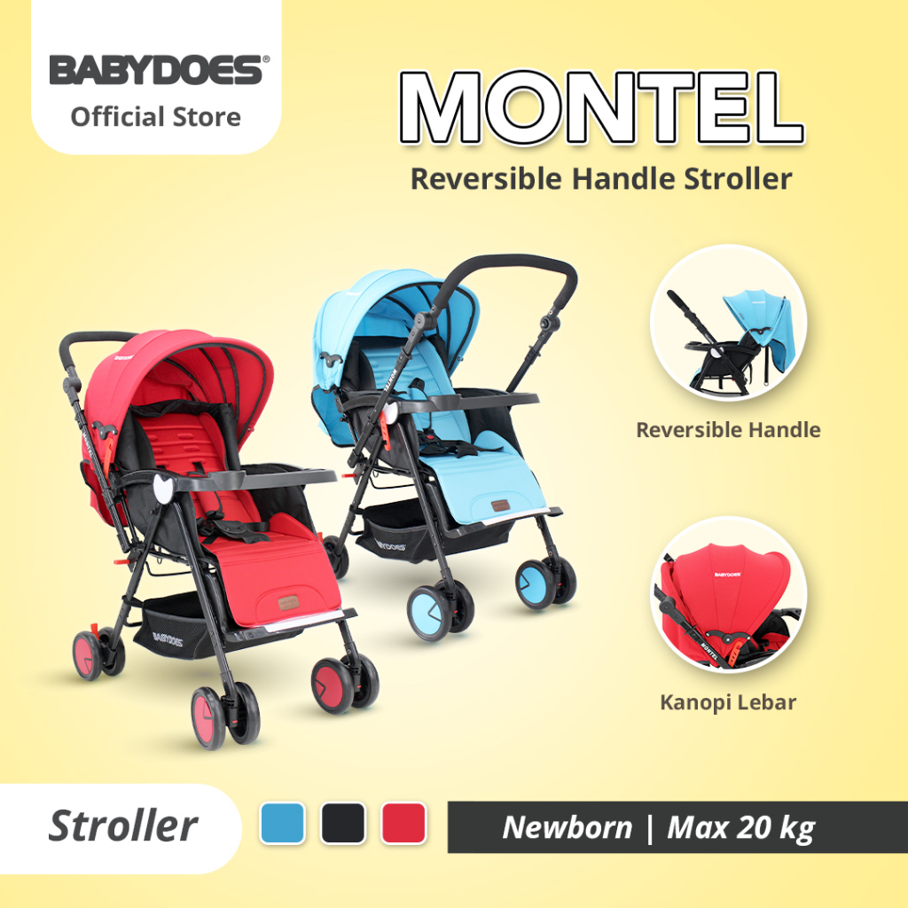 Stroller Babydoes Montel Reversible Handle Mode Dilipat Mudah Newborn 20kg Foto 2