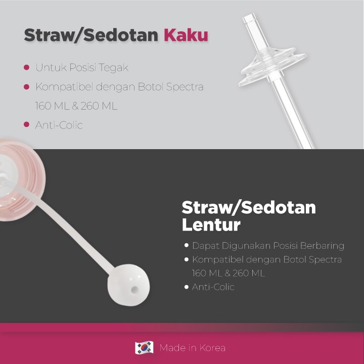 Sedotan Spectra Weighted Straw Set untuk Botol Susu Bayi 0-3 Bulan Foto 5