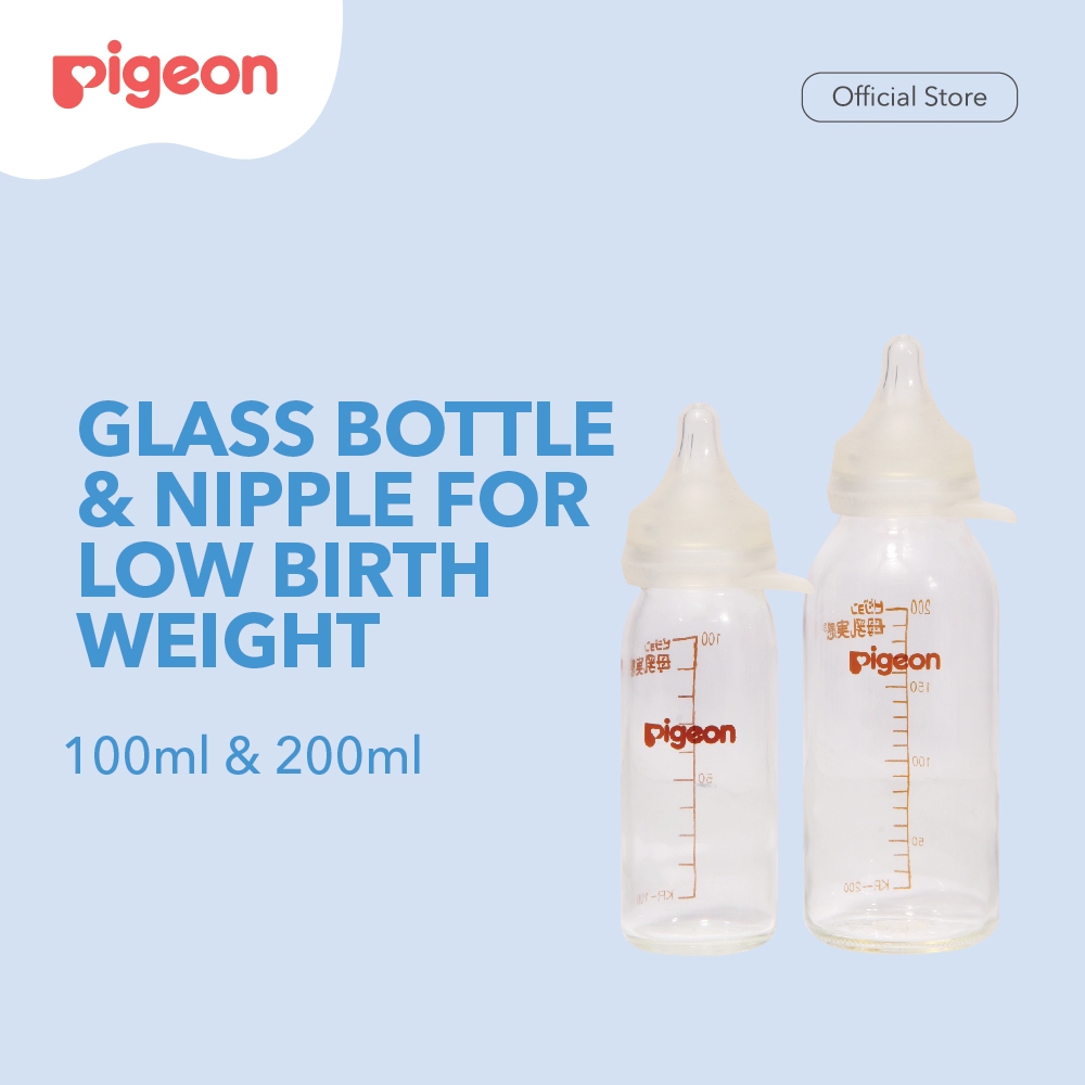 Botol Susu Kaca Pigeon Borosilicate untuk Bayi Prematur & Berat Lahir Rendah