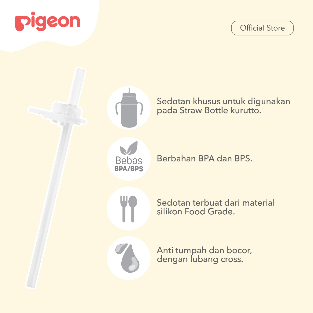 Pigeon Spare Part Sedotan Botol Kurutto Straw BPA Free Silikon Anti Bocor Foto 2