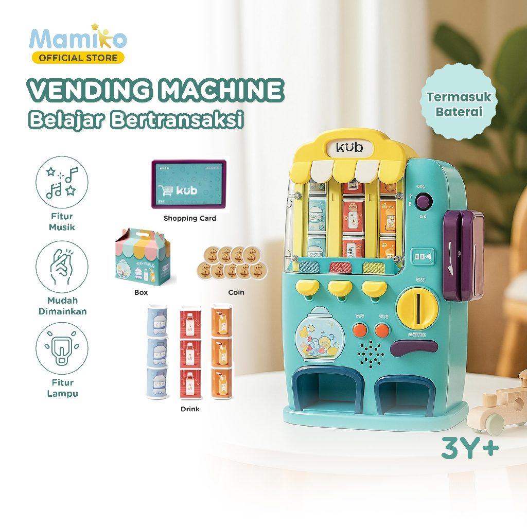 Mainan Edukatif KUB Vending Machine Mesin Jual Otomatis Anak dengan Fitur Swipe Kartu