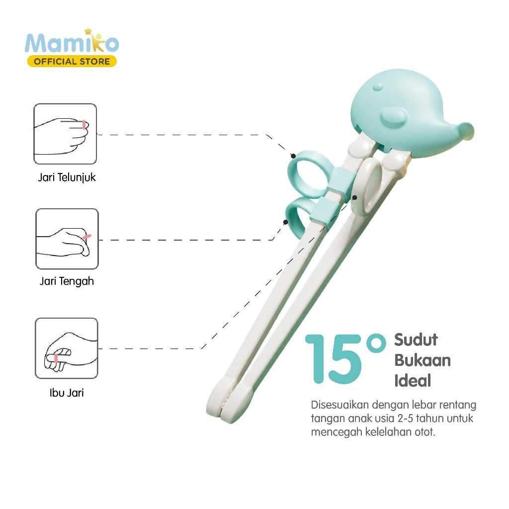 Mamiko Training Chopstick Anak Sumpit Belajar Sistem Cincin 4 Tahap Food Grade Foto 3