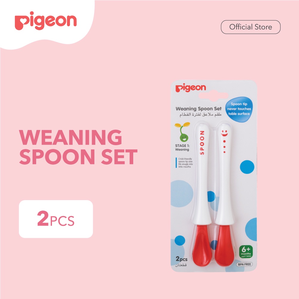 PIGEON Weaning Spoon Set 2 Pcs Sendok MPASI Bayi Desain Ergonomis BPA Free