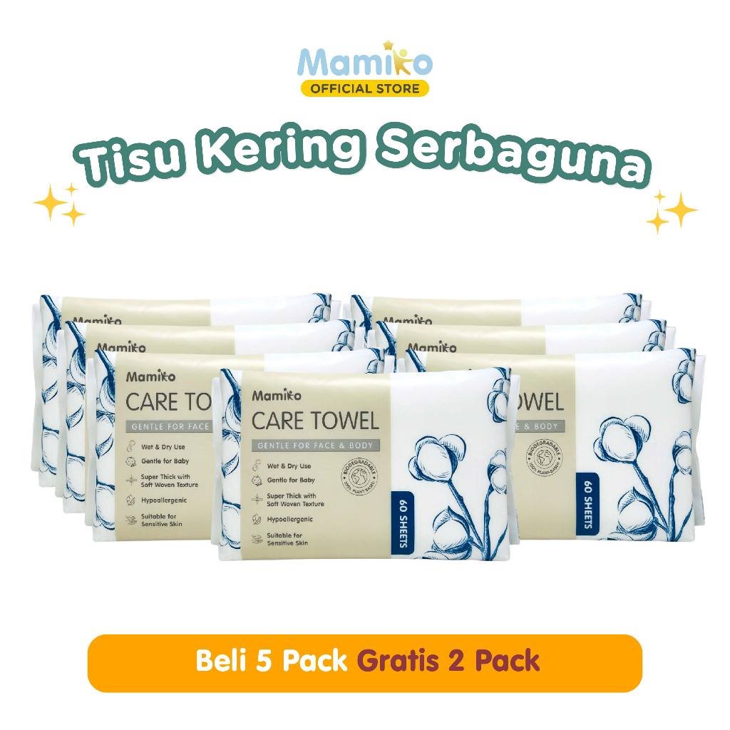 Mamiko Facial Care Towel Tisu Kering Bayi 60 Lembar Sisi 3D & Polos Tebal Foto 7
