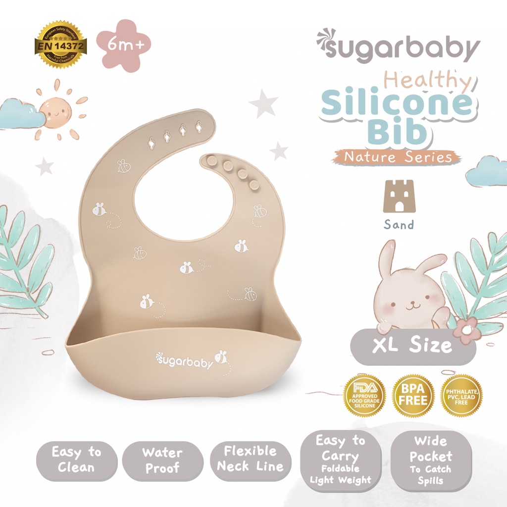 Celemek Silikon Bayi Sugarbaby Healthy Silicone Bib Nature Series Food Grade FDA Foto 8