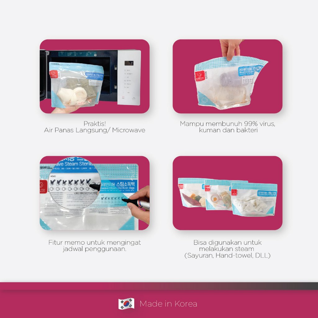 Kantong Sterilisasi Microwave Spectra Baby Reusable BPA Free 5 Pcs Set Foto 3