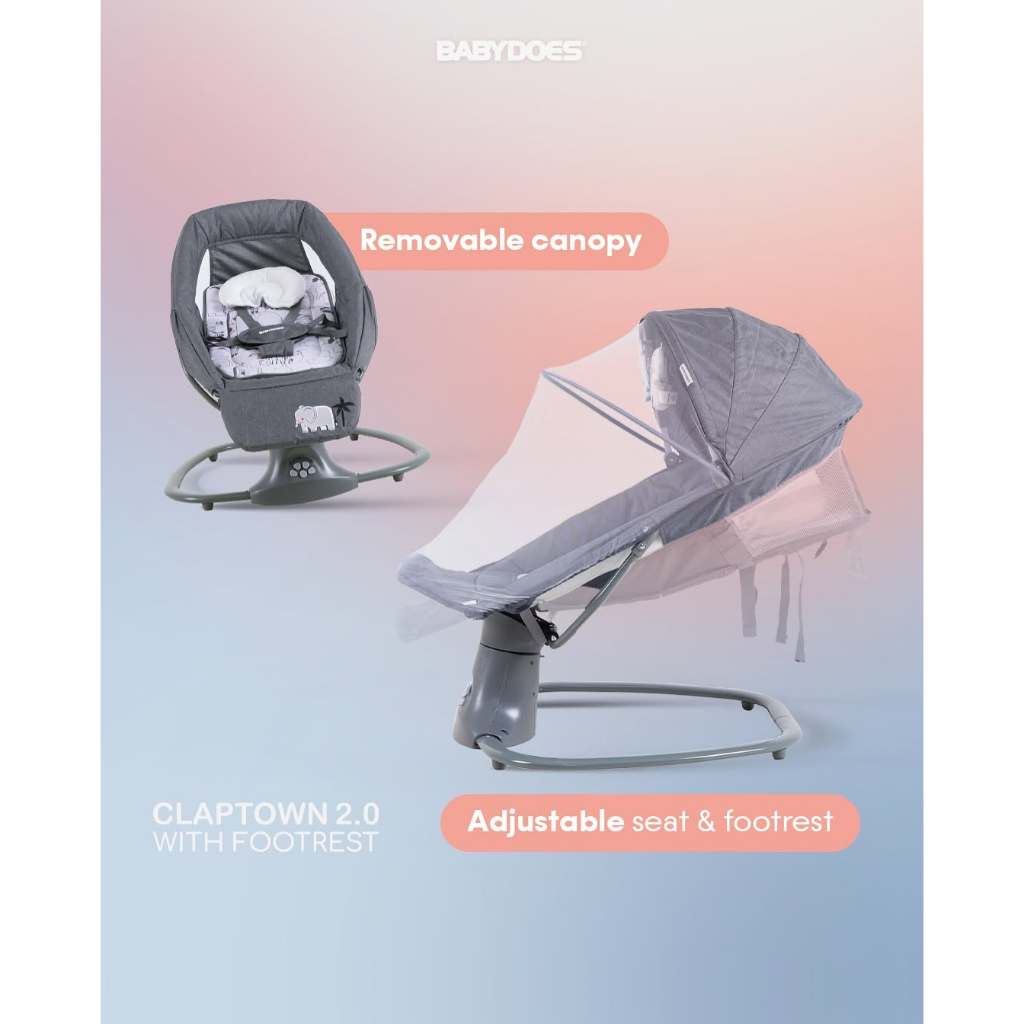 Ayunan Bayi Babydoes Claptown 2.0 with Footrest Side to Side Movement 15 Lagu Foto 3