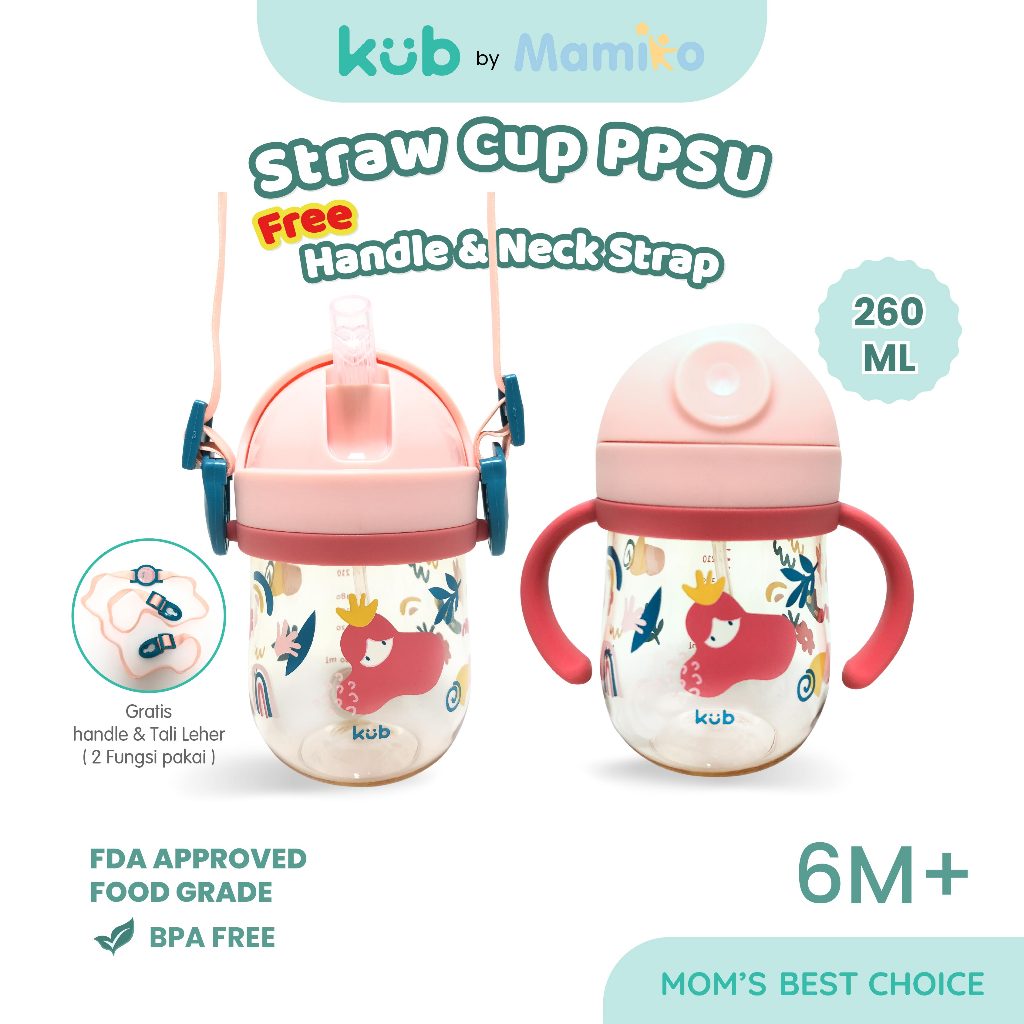 Botol Minum Sedotan Anak KUB Mamiko Training Cup Tritan 240ml Anti Bocor Foto 6