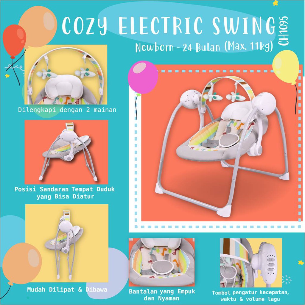 Ayunan Bayi Babydoes BD 1095 COZY Baby Swing 5 Kecepatan Toy Bar & Musik Foto 5