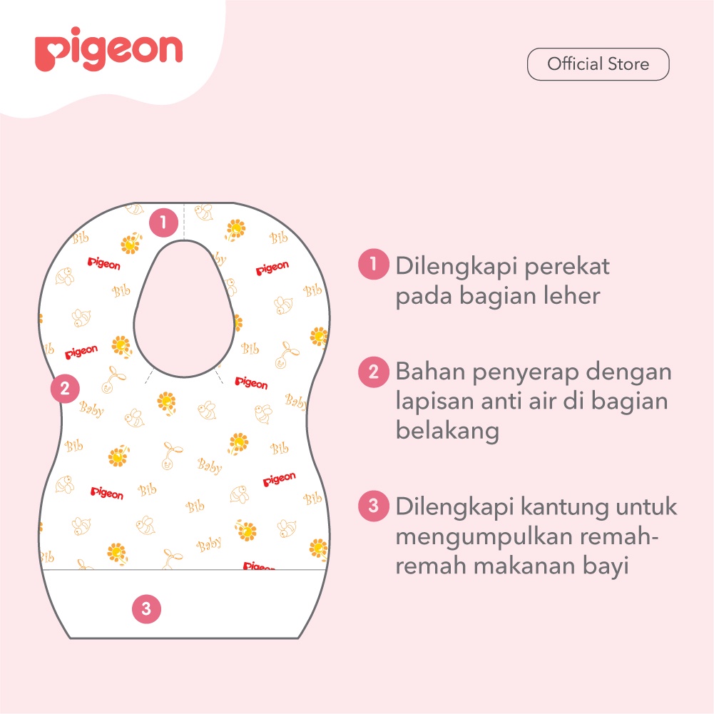 PIGEON Disposable Baby Bibs 20 Pcs Celemek Bayi Sekali Pakai Anti Air Foto 3