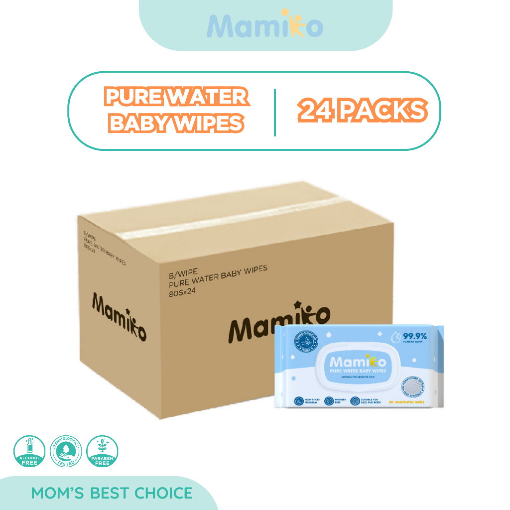 Mamiko Wet Tissue Baby Wipes Pure Water 80s 24 Pack Tisu Basah Bayi Foto 6