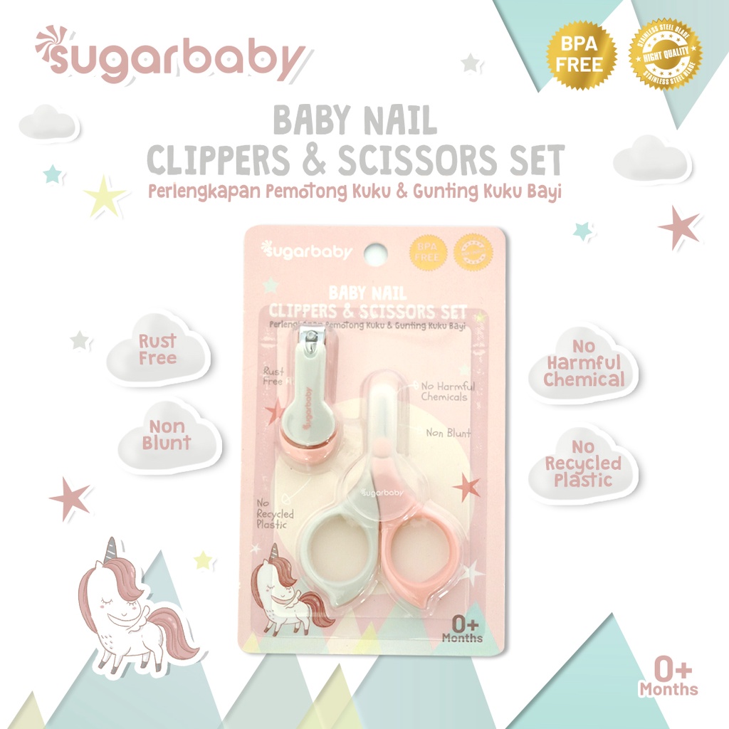 SUGAR BABY 2in1 Baby Nail Clippers & Safety Scissors Set Paket Hemat Warna Biru Foto 5