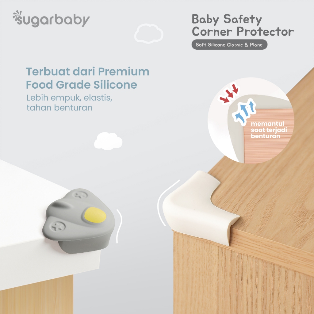 Sugarbaby Baby Safety Corner Protector Silikon Lembut Classic & Plane 4 PCS Foto 2