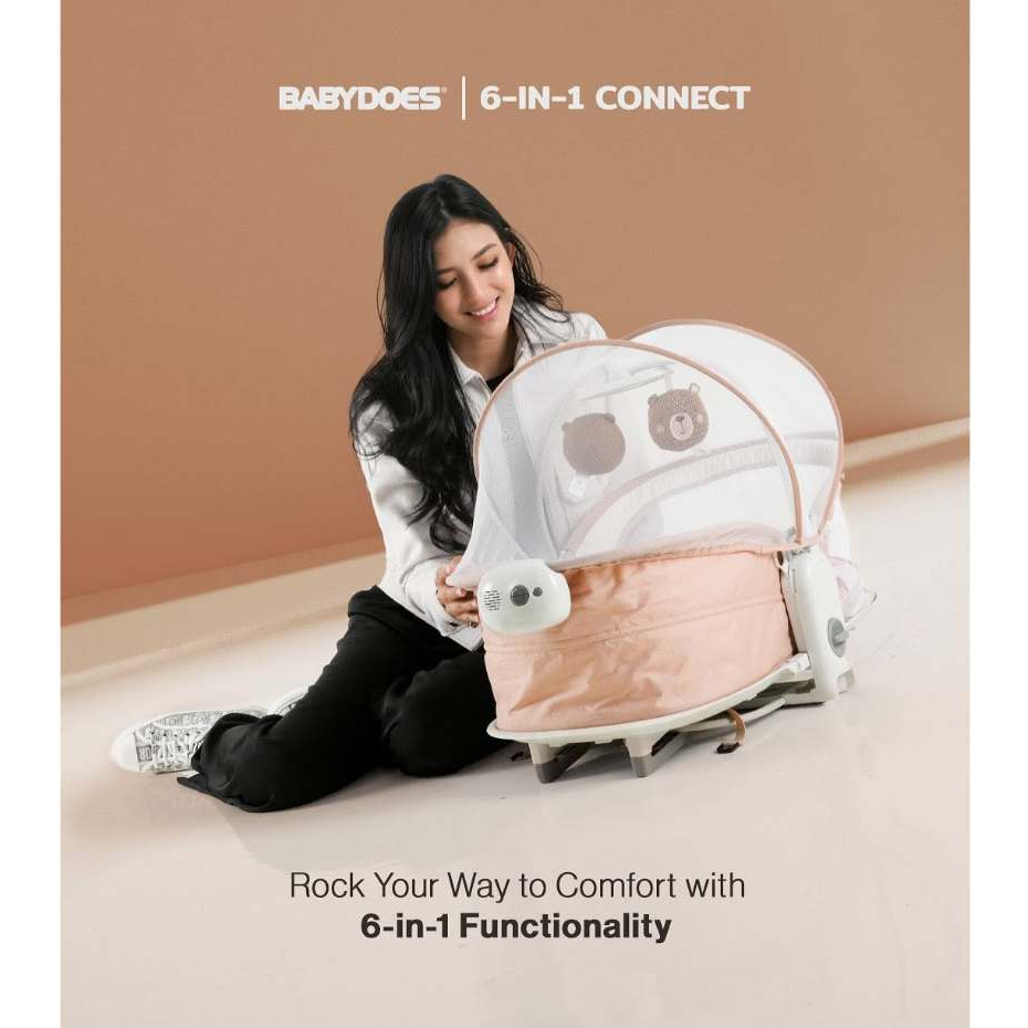 Babydoes 6-in-1 Connect Side Bed Bassinet Swing Rocker Portable Tempat Tidur Bayi Foto 4