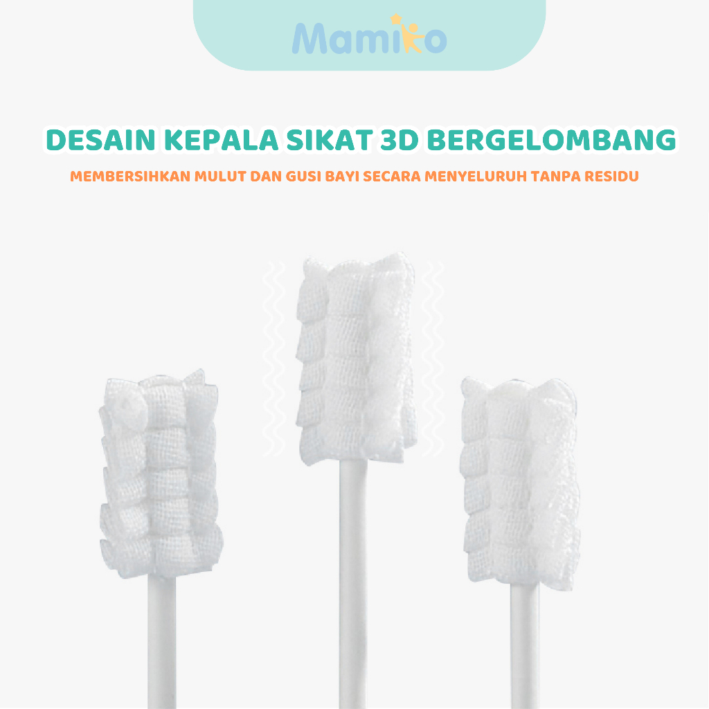 KUB x Mamiko Baby Oral Cleaner 30 PCS Steril 100% Cotton Pembersih Lidah Gusi Foto 4