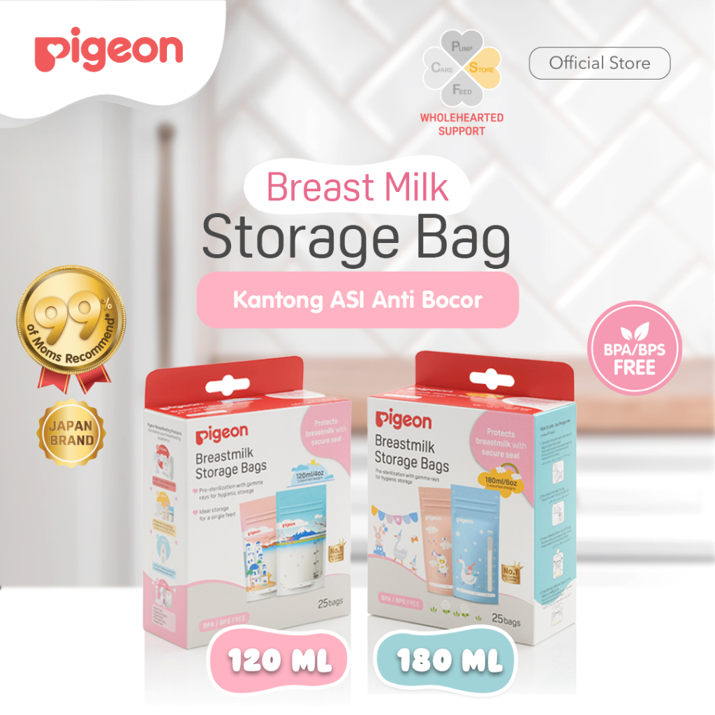 Kantong ASI PIGEON BreastMilk Storage Bag Anti Bocor Klip Ganda Ukuran 120ml atau 180ml