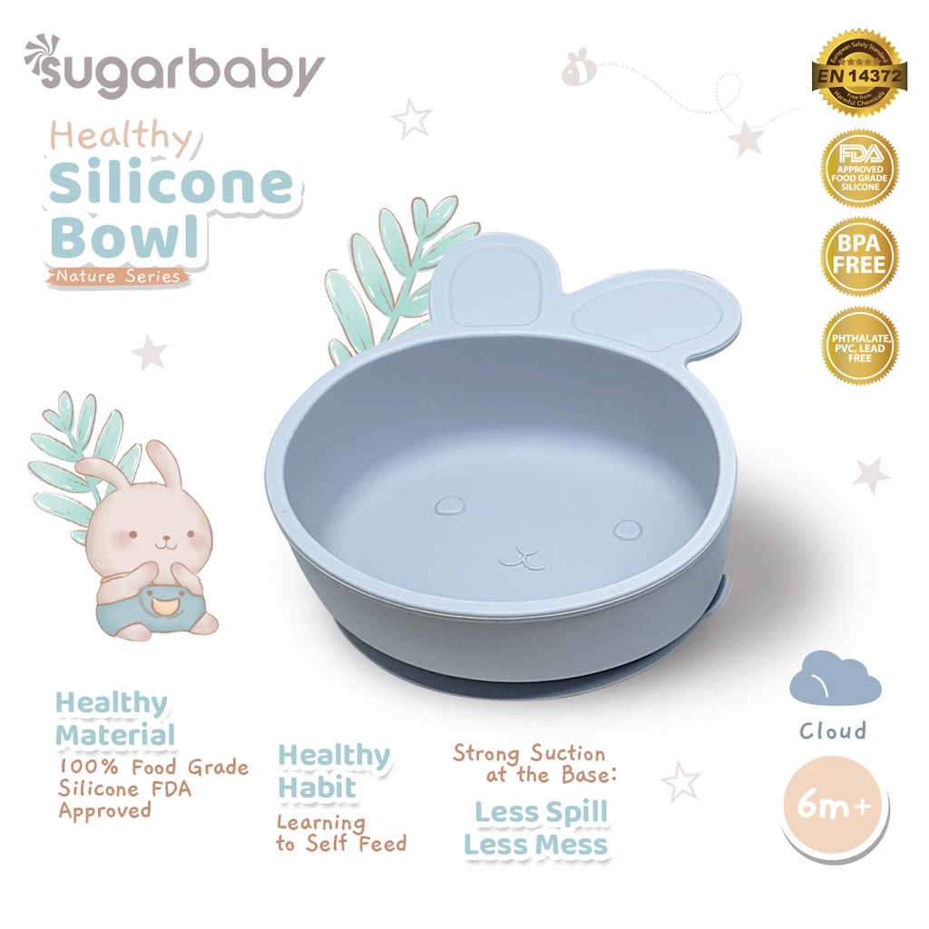 Sugar Baby Healthy Silicone Bowl Nature Series Suction Anti Tumpah 5 Warna Foto 7
