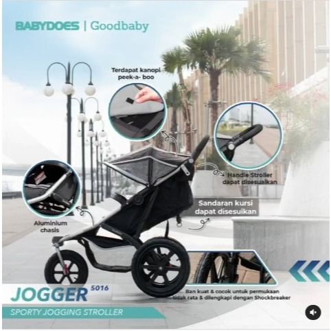 Stroller Babydoes Jogger 5016 3 Roda Untuk Jogging Shockbreaker Portable Foto 8