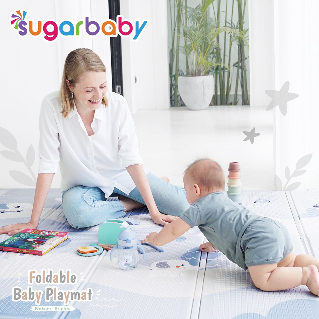 SUGAR BABY Foldable Baby Playmat Nature Series XL Anti Licin Anti Air Matras Bayi Foto 3