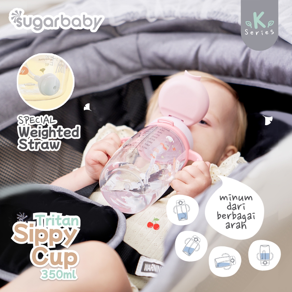 Sugar Baby Tritan Sippy Cup K Series 350ml Botol Minum Bayi Anti Tumpah dengan Foto 5