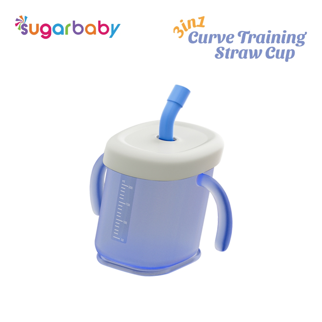 Sugarbaby 3 in 1 Curve Training Straw Cup Gelas MPASI Bayi Anti Tumpah BPA Foto 8