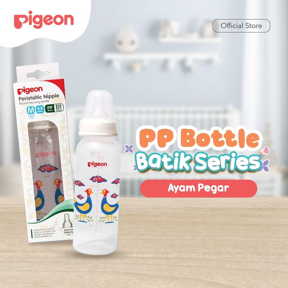 PIGEON Botol Susu SlimNeck PP RP Batik 240ml dengan Nipple S-Type Size M Foto 7