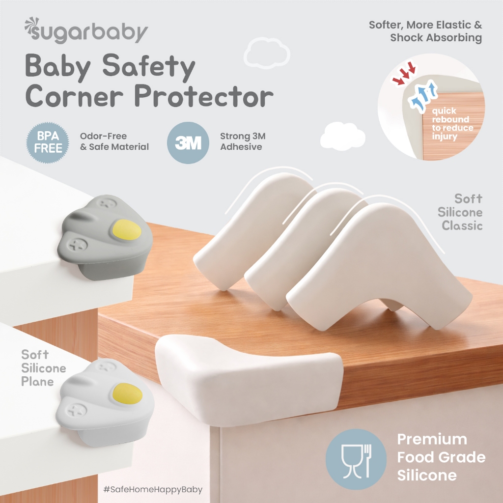 Sugarbaby Baby Safety Corner Protector Silikon Lembut Classic & Plane 4 PCS