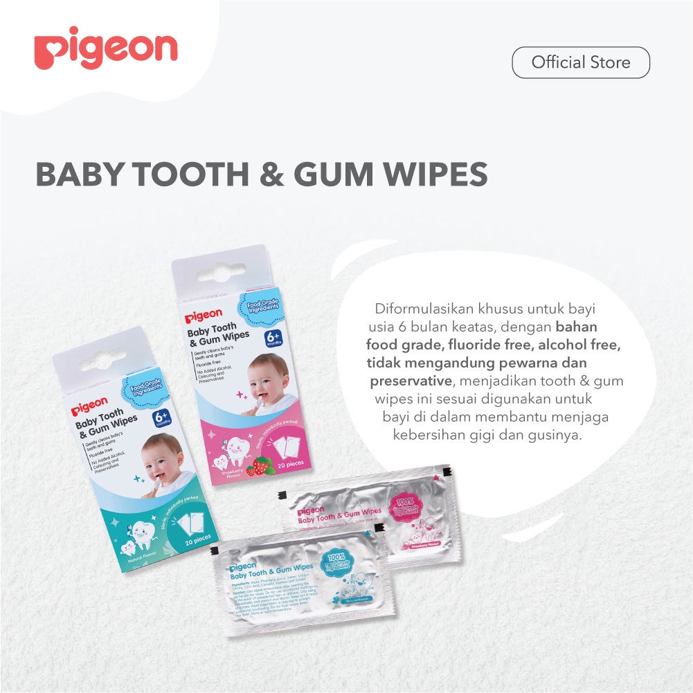 Pigeon Baby Tooth & Gum Wipes Tisu Basah Pembersih Gigi Gusi Bayi 6 Bulan+ Foto 4