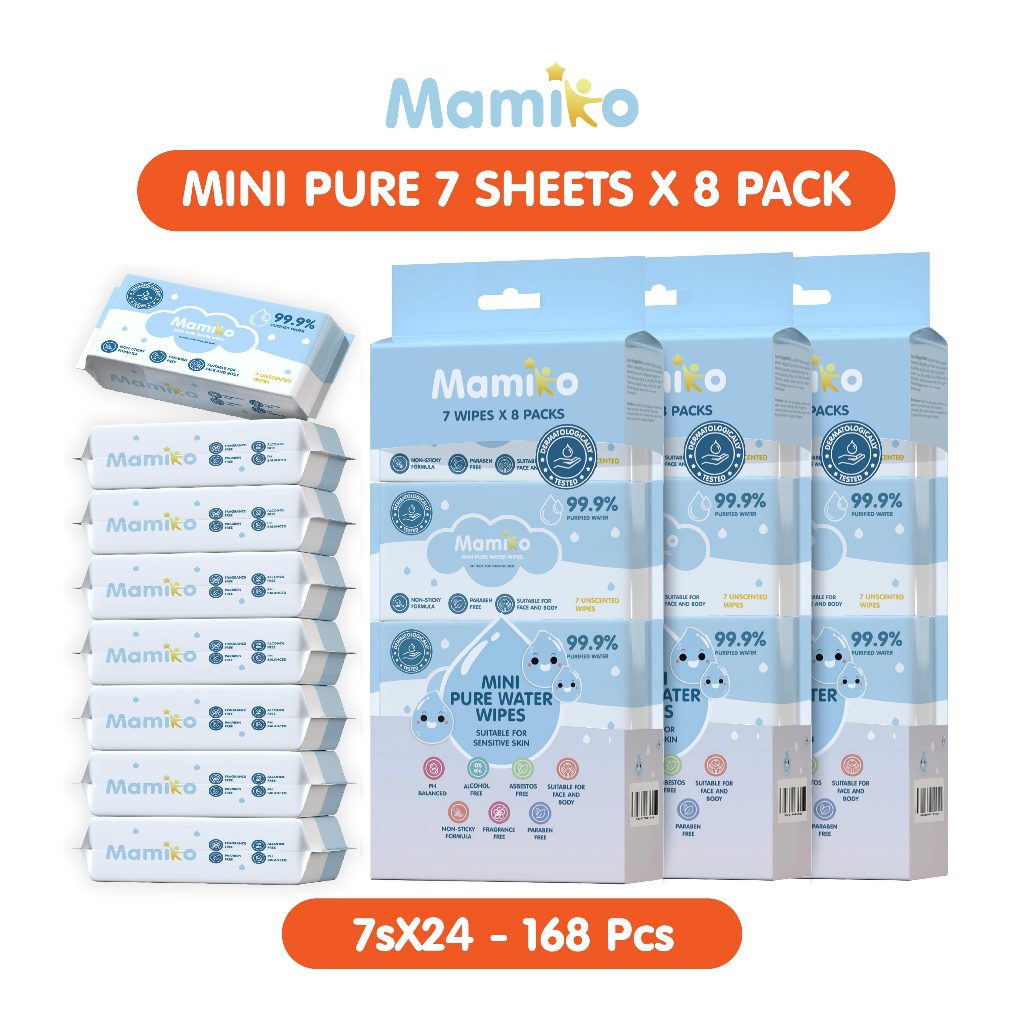 Mamiko Tisu Basah Bayi Travel Pack Bundle 8 Pak x 7 Lembar Bebas Alkohol Foto 6
