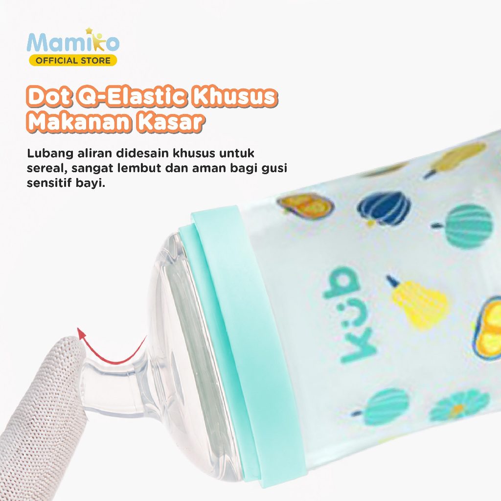 KUB Mamiko Cereal Nursing Bottle 180ml Botol MPASI Bayi dengan Sistem Tekanan Bawah Foto 5