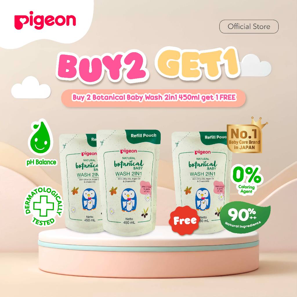 Pigeon Botanical Body Wash Sabun Mandi Bayi 2-in-1 Natural 90% Hypoallergenic Aroma Bunga