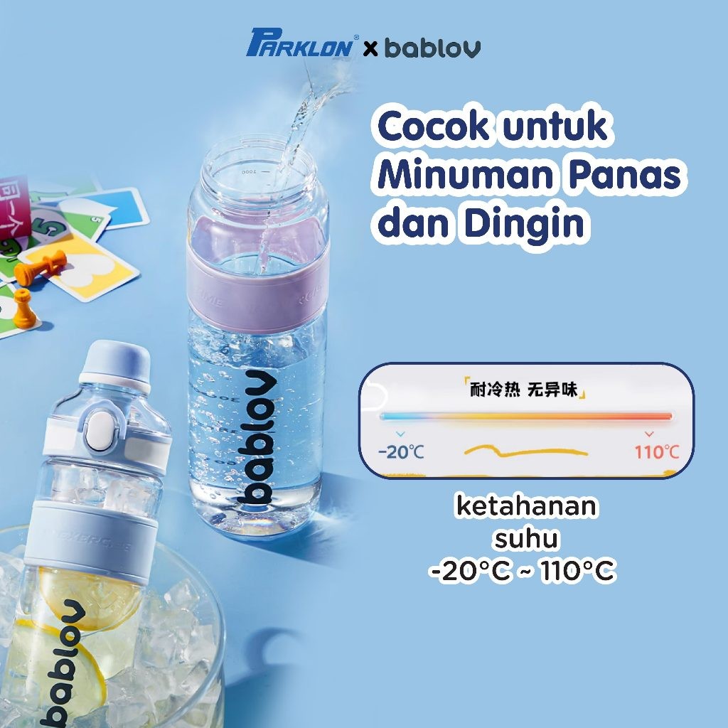 Botol Minum Bablov 2-in-1 Tritan Sedotan & Teguk 1000ml Anti Bocor Foto 5